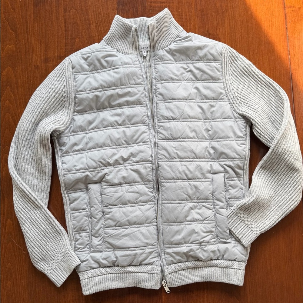 Reiss Light Gray Trainer Hybrid Jacket Size Small